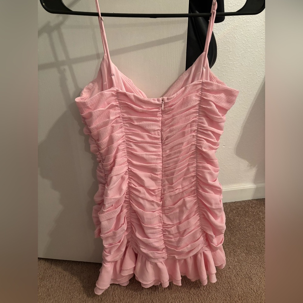 Lucy in the Sky Pink Ruched Mini Dress - Picture 3 of 3